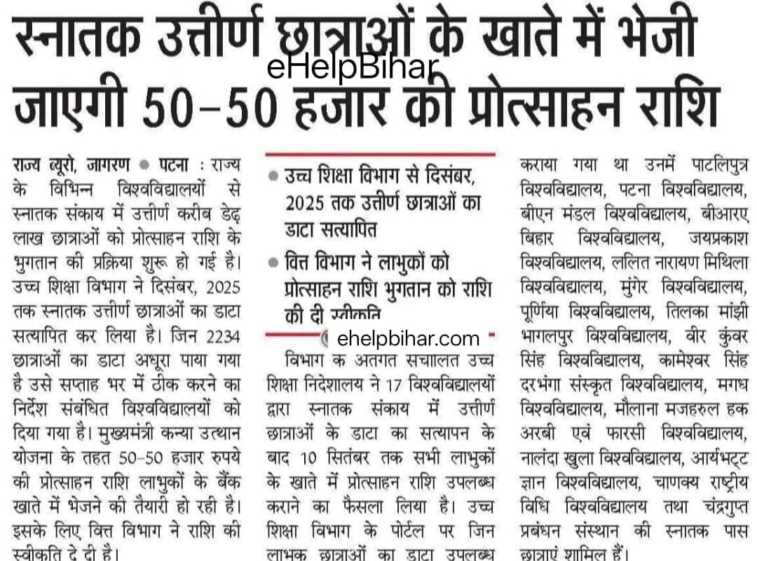 Graduation Pass Scholarship 50000 Status Check 2026 — घर बैठे मुख्यमंत्री कन्या उत्थान योजना स्नातक पास 50000 स्कॉलरशिप स्टेटस कैसे चेक करें जानिए स्टेप बाय स्टेप
